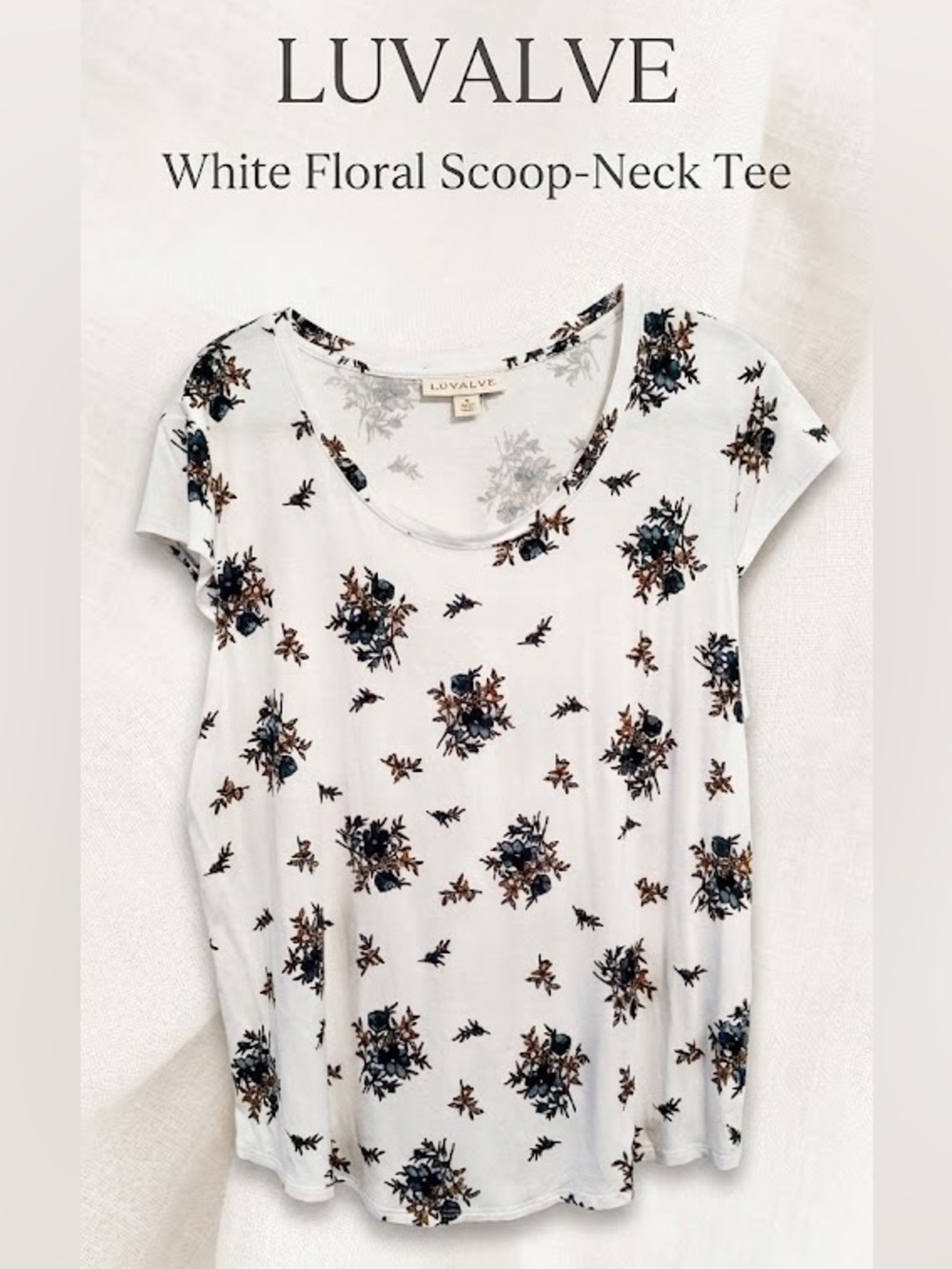 Emaline Women’s XL Floral Scoop Neck Cap Sleeve Top